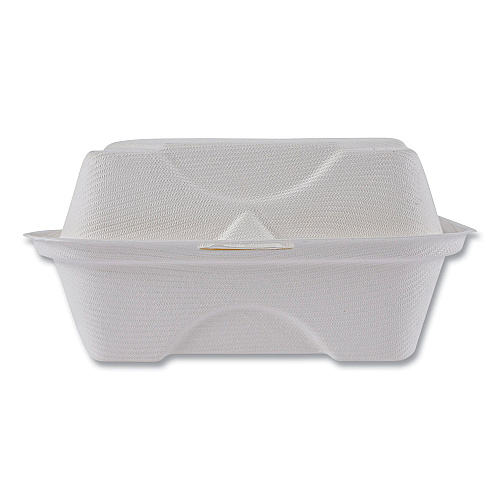 Eco-Products Vanguard Renewable and Compostable Sugarcane Clamshells, 6 x 6 x 3, White, 500/Carton (EPHC6NFA)