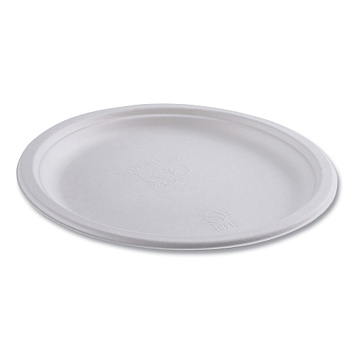 Eco-Products Renewable Sugarcane Plates, 10" dia, Natural White, 500/Carton (EPP005)
