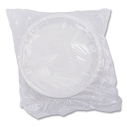 Eco-Products Vanguard Renewable and Compostable Sugarcane Plates, 10" dia, White, 500/Carton (EPP005NFA)