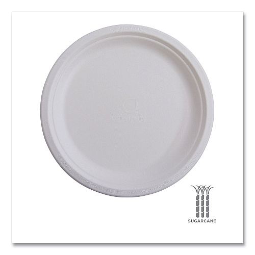 Eco-Products Vanguard Renewable and Compostable Sugarcane Plates, 6" dia, White, 1,000/Carton (EPP016NFA)