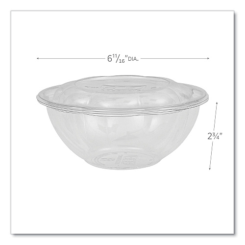 Eco-Products Renewable and Compostable Salad Bowls with Lids, 24 oz, Clear, Plastic, 50/Pack, 3 Packs/Carton (EPSB24)