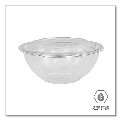 Eco-Products Renewable and Compostable Salad Bowls with Lids, 24 oz, Clear, Plastic, 50/Pack, 3 Packs/Carton (EPSB24)