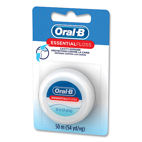 Oral-B Essential Floss, 55 yd, Unscented, White, 24/Carton (82576)