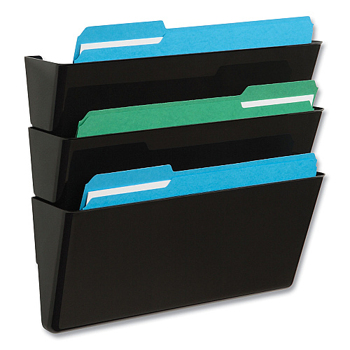 Deflecto EZ Link Stackable DocuPocket, 3 Sections, Legal Size, 16.25 x 4 x 19, Black (74104)