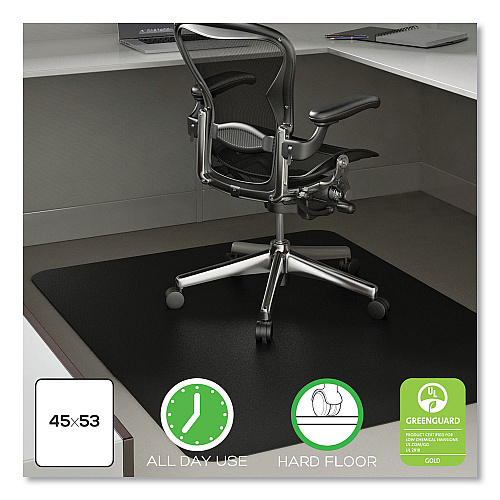 Deflecto Economat Hard Floor Chair Mat, Rectangular, 45 x 53, Black (CM21242BCOM)