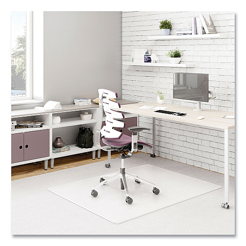 Deflecto DuraMat Moderate Use Chair Mat for Low Pile Carpeting, Rectangular, 46 x 60, Clear, 50/Pallet (CM13443FB50)