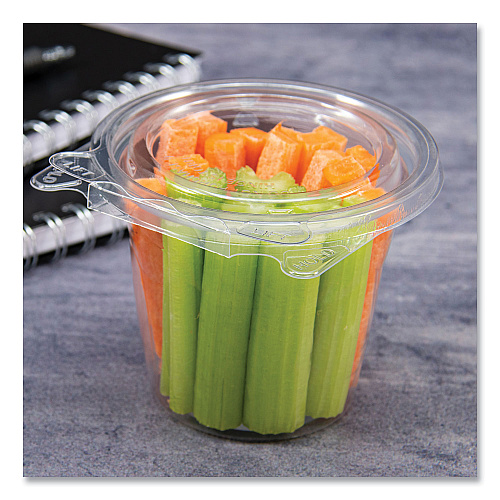 Dart SafeSeal Tamper-Resistant, Tamper Evident Bowls, Flat Lid, 12 oz, 4.36 x 8.84 x 3.51, Clear, Plastic, 256/Carton (SC12F)