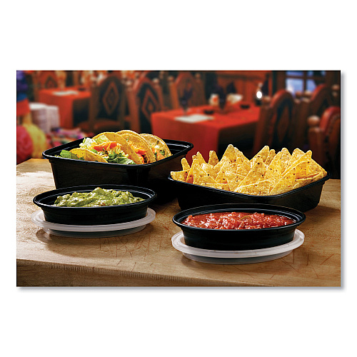 Pactiv Newspring VERSAtainer Microwavable Containers, Oval, 12 oz, 6.8 x 4.8 x 1.45, Black/Clear, Plastic, 150/Carton (OC12B)