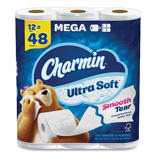 Charmin&reg; Ultra Soft Standard Toilet Paper, 2-Ply, 224 Sheets, 12 Rolls (08813PK)
