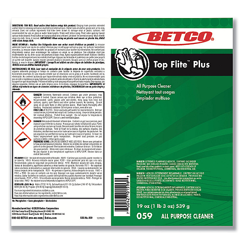 Betco Top Flite Plus All-Purpose Cleaner, 19 oz Aerosol Can, 12/Carton (0592300)