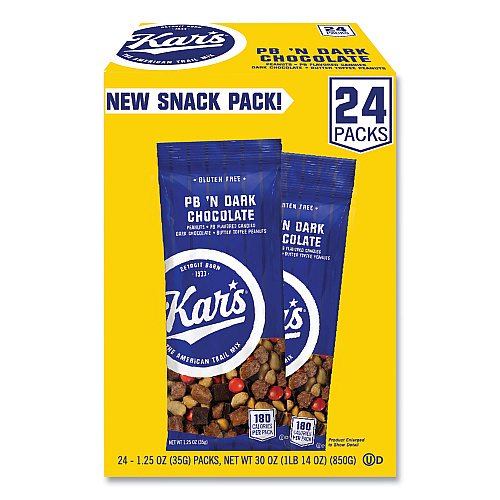 Kar's Trail Mix, Dark Chocolate/Peanut Butter, 1.25 oz Packet, 24/Box (08037)