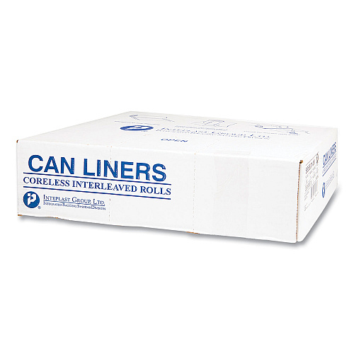 Inteplast Group High-Density Commercial Can Liners, 33 gal, 16 mic, 33" x 40", Clear, Interleaved Roll, 25 Bags/Roll, 10 Rolls/Carton (S334016N)