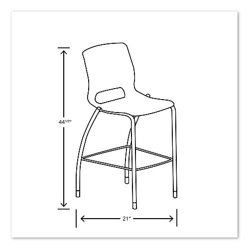 HON Motivate Four-Leg Cafe Height Stool, Supports Up to 300 lb, 30" Seat Height, Onyx Seat, Onyx Back, Platinum Base (MG5NEONPLAT)
