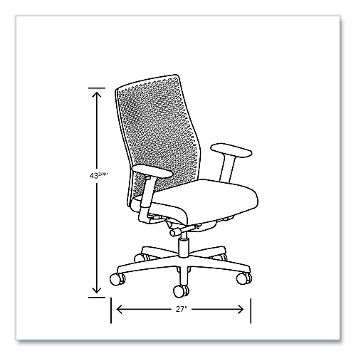 HON Ignition 2.0 ReActiv Mid-Back Task Chair, 17.25" to 21.75" Seat Height, Basalt Vinyl Seat, Charcoal Back, Black Base (I2MRL2BS23TK)