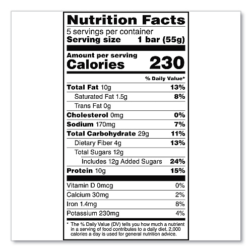 A.M. RXBAR Adult Bars, Honey Cinnamon Peanut Butter, 1.9 oz Bar, 5 Bars/Packs, 2 Packs/Carton (60000748)