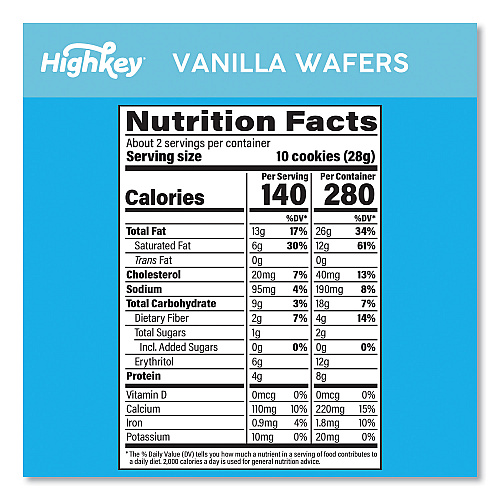HighKey Vanilla Wafer, Vanilla, 2 oz Packet, 6/Carton (60000272)