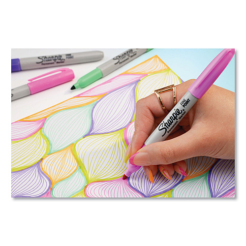 Sharpie Fine Tip Permanent Marker, Fine Bullet Tip, Assorted 80s Glam Colors, 24/Pack (2185229)