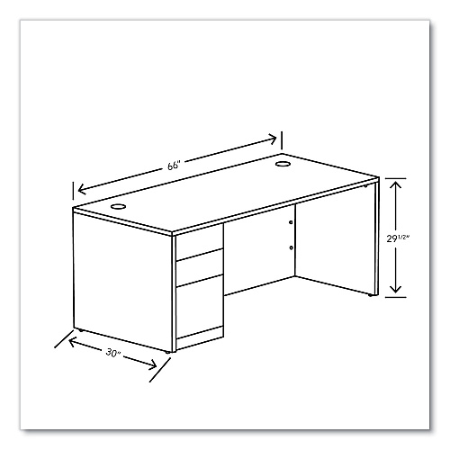 HON 10500 Series Single Pedestal Desk, Left Pedestal: Box/Box/File, 66" x 30" x 29.5", Pinnacle (105898LPINC)