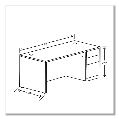 HON 10500 Series Single Pedestal Desk, Right Pedestal: Box/Box/File, 66" x 30" x 29.5", Pinnacle (105897RPINC)