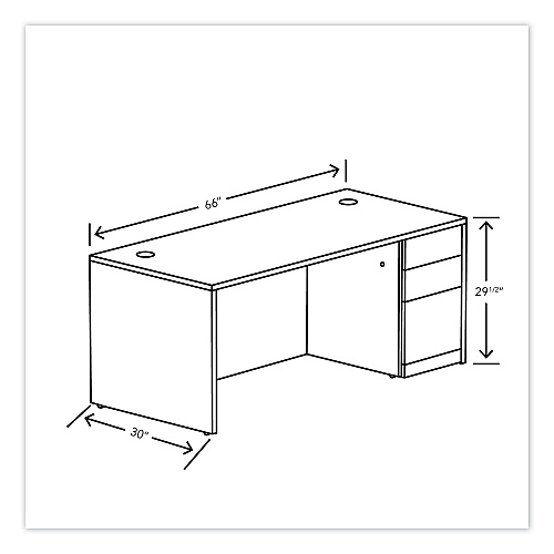 HON 10500 Series Single Pedestal Desk, Right Pedestal: Box/Box/File, 66" x 30" x 29.5", Kingswood Walnut (105897RLKI1)