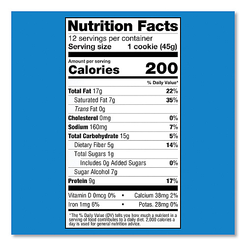 Lenny & Larry's Keto Chocolate Chip Cookie, Chocolate Chip, 1.6 oz Packet, 12/Pack (22002083)