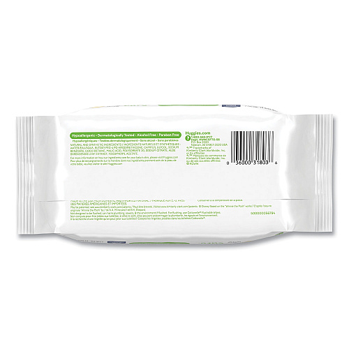 Huggies&reg; Natural Care Sensitive Baby Wipes, 1-Ply, Unscented, White, 56 Wipe PAck, 8 Packs 6.60" Width x 7.70" Length - White - 56 Wipes/Soft Pack - 8 / Carton (31803)