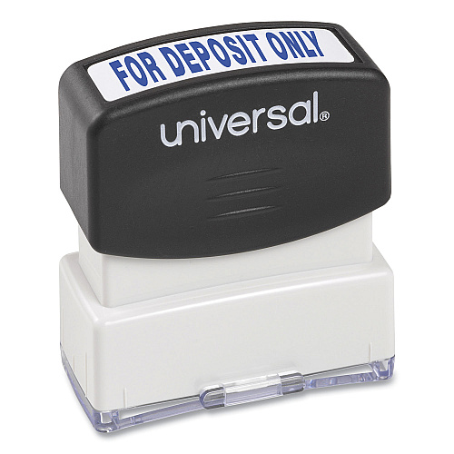 Universal Message Stamp, for DEPOSIT ONLY, Pre-Inked One-Color, Blue (UNV10056)