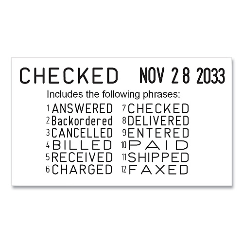 Trodat Printy Economy 12-Message Date Stamp, Self-Inking, 2" x 0.38", Black (E4817)