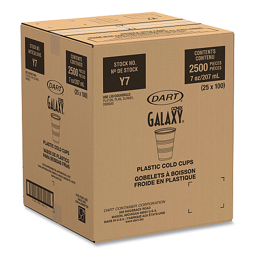 Dart High-Impact Polystyrene Cold Cups, 7 oz, Translucent, Clear, 100/Pack (Y7PK)