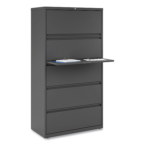 Alera Lateral File, 5 Legal/Letter/A4/A5-Size File Drawers, Charcoal, 36" x 18.63" x 67.63" (ALEHLF3667CC)