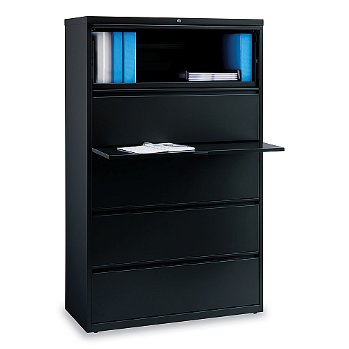 Alera Lateral File, 5 Legal/Letter/A4/A5-Size File Drawers, Black, 42" x 18.63" x 67.63" (ALEHLF4267BL)