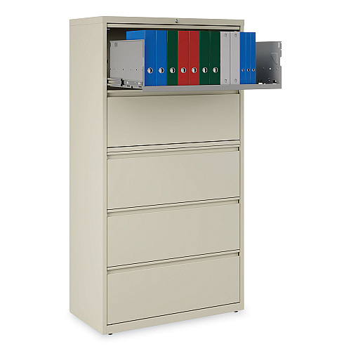 Alera Lateral File, 5 Legal/Letter/A4/A5-Size File Drawers, Putty, 36" x 18.63" x 67.63" (ALEHLF3667PY)