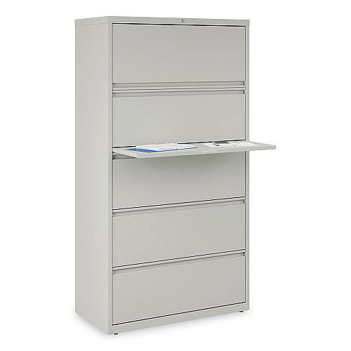Alera Lateral File, 5 Legal/Letter/A4/A5-Size File Drawers, Light Gray, 36" x 18.63" x 67.63" (ALEHLF3667LG)