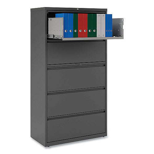 Alera Lateral File, 5 Legal/Letter/A4/A5-Size File Drawers, Charcoal, 36" x 18.63" x 67.63" (ALEHLF3667CC)