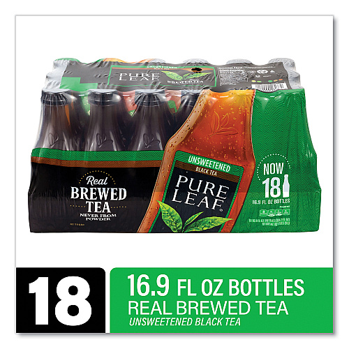 Lipton Pure Leaf Unsweetened Iced Black Tea, 16.9 oz Bottle, 18/Carton (22002027)