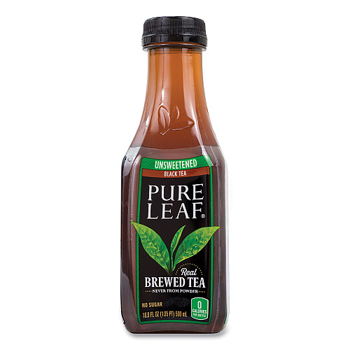Lipton Pure Leaf Unsweetened Iced Black Tea, 16.9 oz Bottle, 18/Carton (22002027)