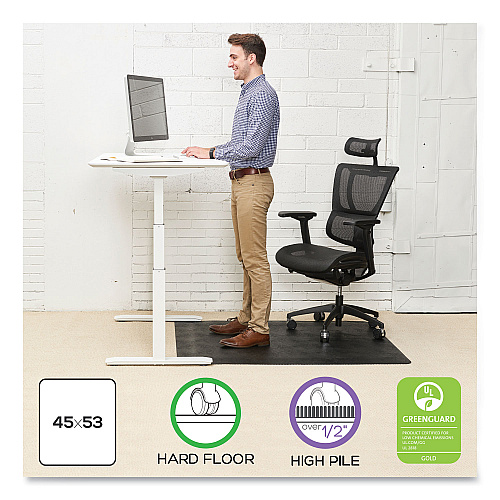 Deflecto Ergonomic Sit Stand Mat, 53 x 45, Black, 25/Pallet (CM24242BSS25)