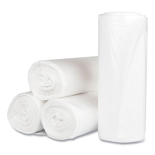 Inteplast Group High-Density Commercial Can Liners, 60 gal, 17 mic, 38" x 60", Clear, Interleaved Roll, 25 Bags/Roll, 8 Rolls/Carton (S386017N)