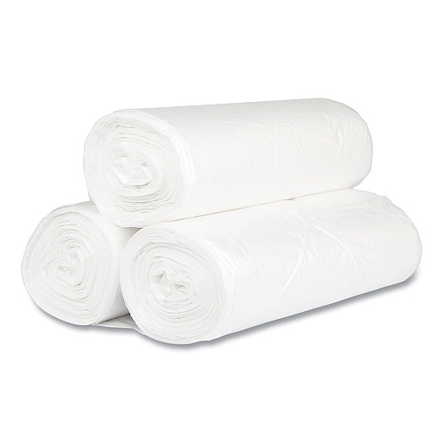 Inteplast Group High-Density Commercial Can Liners, 60 gal, 17 mic, 38" x 60", Clear, Interleaved Roll, 25 Bags/Roll, 8 Rolls/Carton (S386017N)