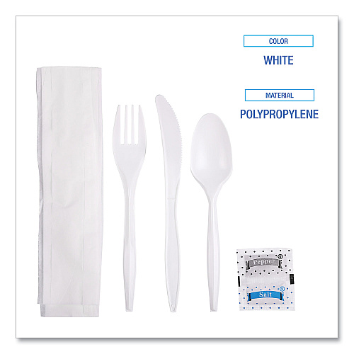 Boardwalk&reg; Wrapped Cutlery Kit with Salt, Pepper & Napkin, 250 Kits (BWK6KITMW)