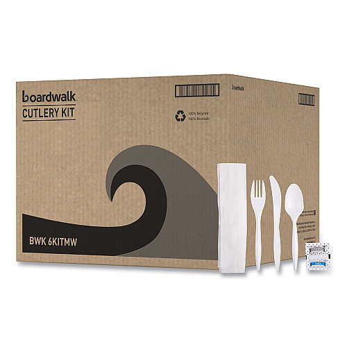 Boardwalk&reg; Wrapped Cutlery Kit with Salt, Pepper & Napkin, 250 Kits (BWK6KITMW)
