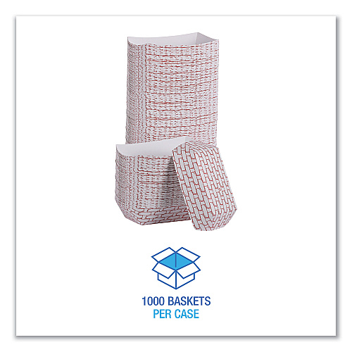 Boardwalk&reg; Paper Food Baskets, 6 oz., Cap, Red/White, 1,000/Carton (BWK30LAG040)
