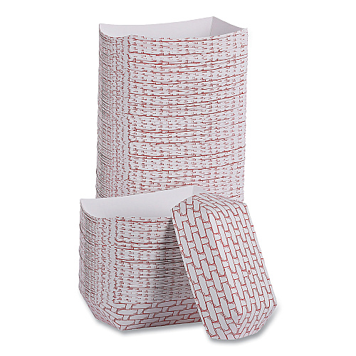 Boardwalk&reg; Paper Food Baskets, 6 oz., Cap, Red/White, 1,000/Carton (BWK30LAG040)