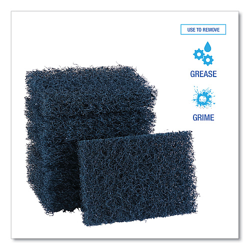 Boardwalk&reg; Extra Heavy-Duty Scour Pad, 3 1/2 x 5, Blue/Gray (BWK188)