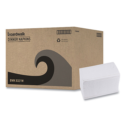 Boardwalk&reg; 1/8-Fold Dinner Napkins, 2-Ply, 300 Napkins, 10 Packs (BWK8321W)