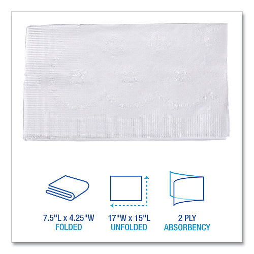 Boardwalk&reg; 1/8-Fold Dinner Napkins, 2-Ply, 300 Napkins, 10 Packs (BWK8321W)