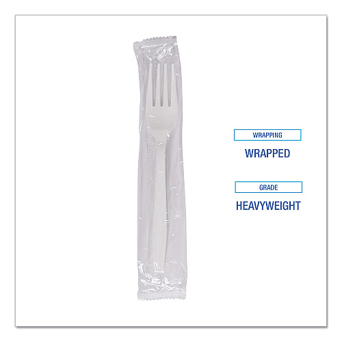 Boardwalk&reg; Heavyweight Wrapped Cutlery, Fork, White, 1000 Forks (BWKFORKHWPPWIW)