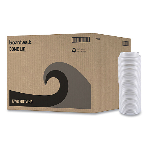 Boardwalk&reg; Hot Cup Dome Lids, Fits 8 oz Hot Cups, White, 1000/Carton (BWKHOTWH8)
