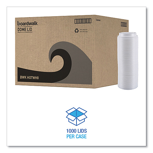 Boardwalk&reg; Hot Cup Dome Lids, Fits 8 oz Hot Cups, White, 1000/Carton (BWKHOTWH8)