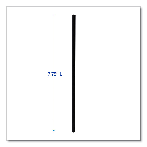 Boardwalk Wrapped Jumbo Straws, 7.75", Polypropylene, Black, 250/Pack, 50 Packs/Carton (BWKJSTW775B)